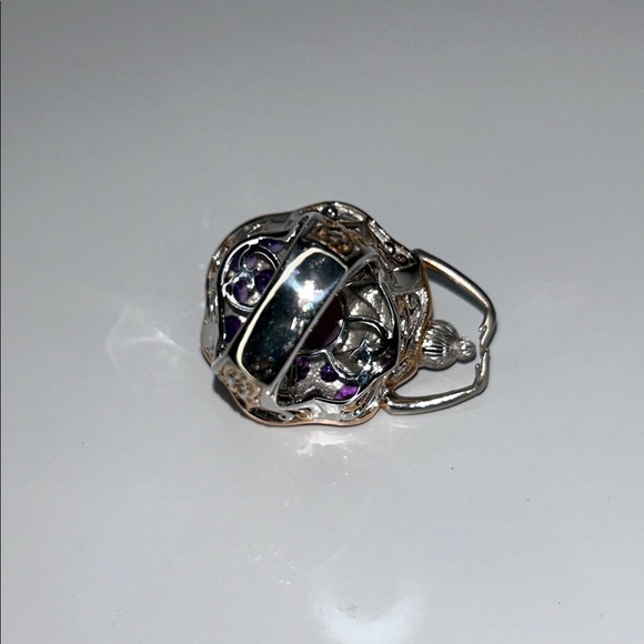 Genuine Amethyst Matte Sterling Rose Gold Accent Ballet Dancer Designer Ring - Picture 5 of 8